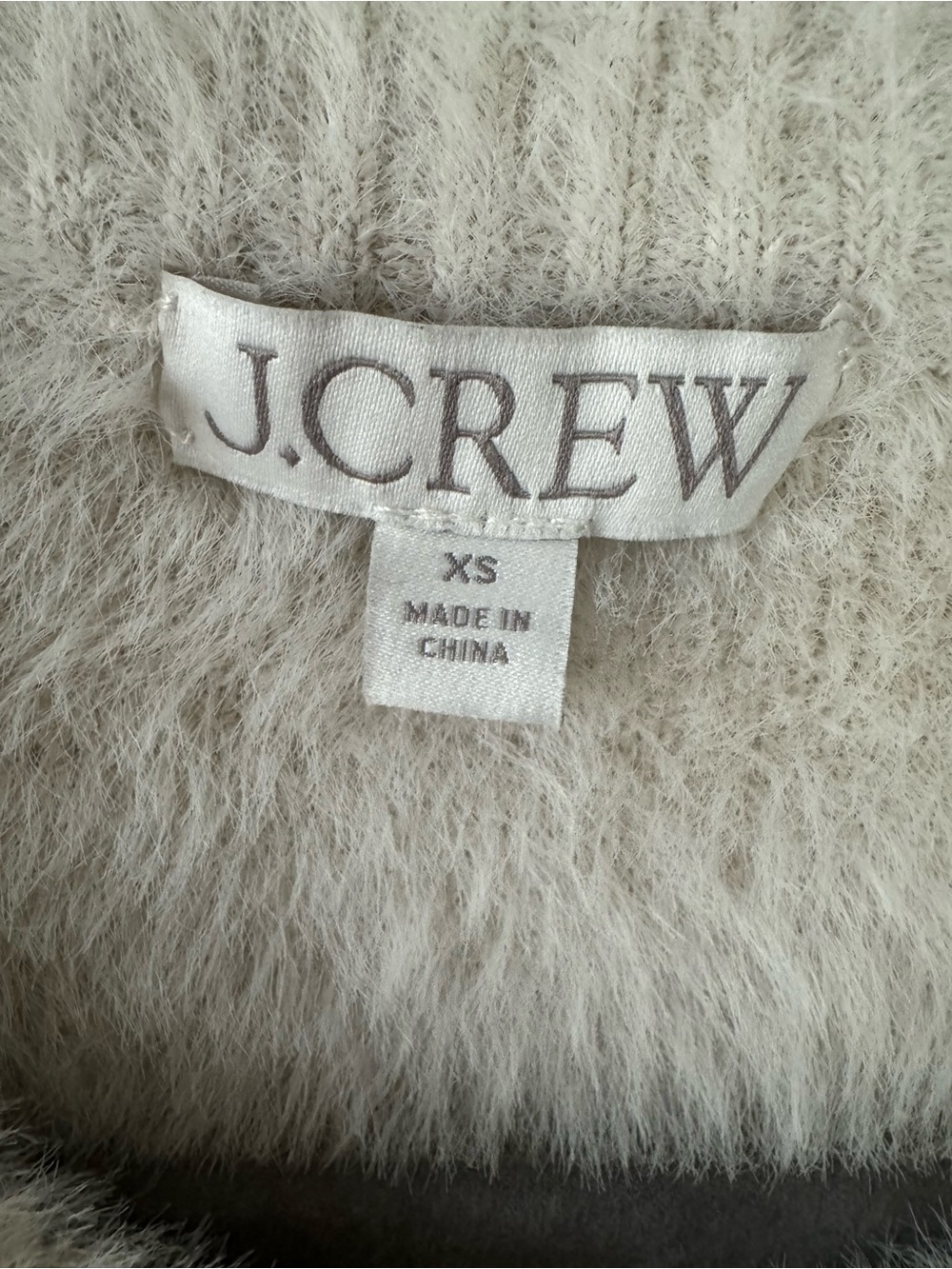 J. Crew Cream Fuzzy Teddy sweater with Black Trim - Picture 3 of 4